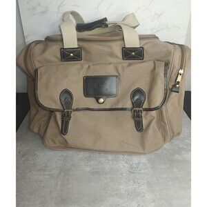 Vintage Eddie Bauer Ford Edition Canvas & Leather Carry-On Duffel Bag 19x12x11"